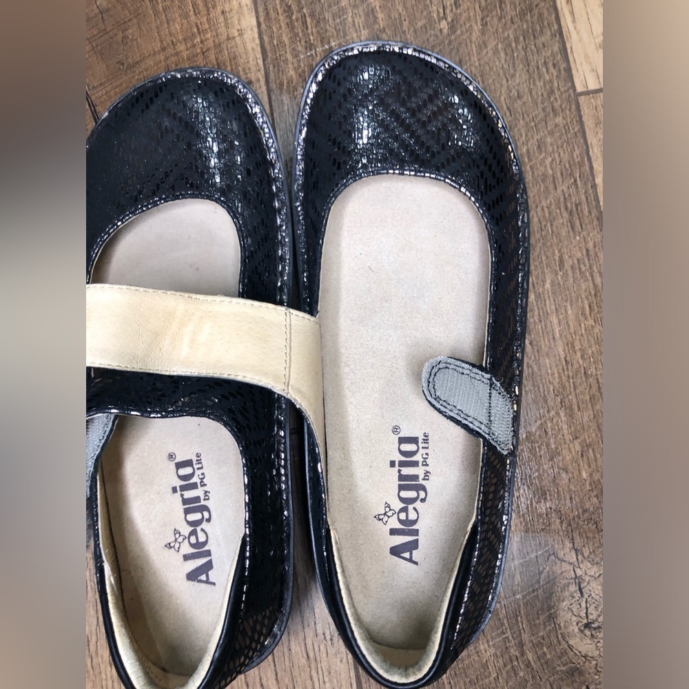 Alegria Metallic Snake Print Platform Mary Jane Size 37 US 6.5 - Picture 4 of 9